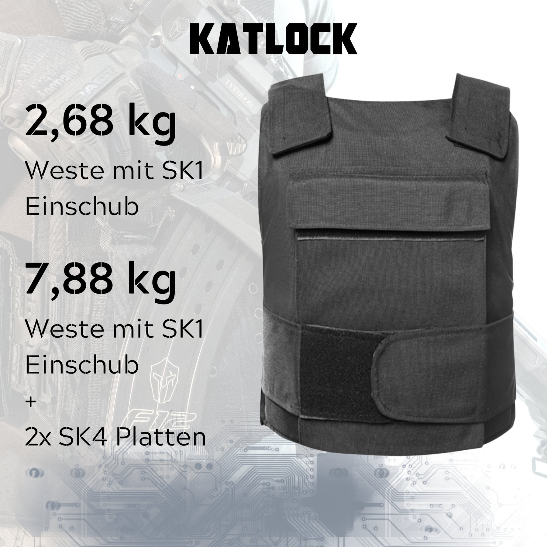 KATLOCK schusssichere Weste SK1 + Traumaplatte SK4